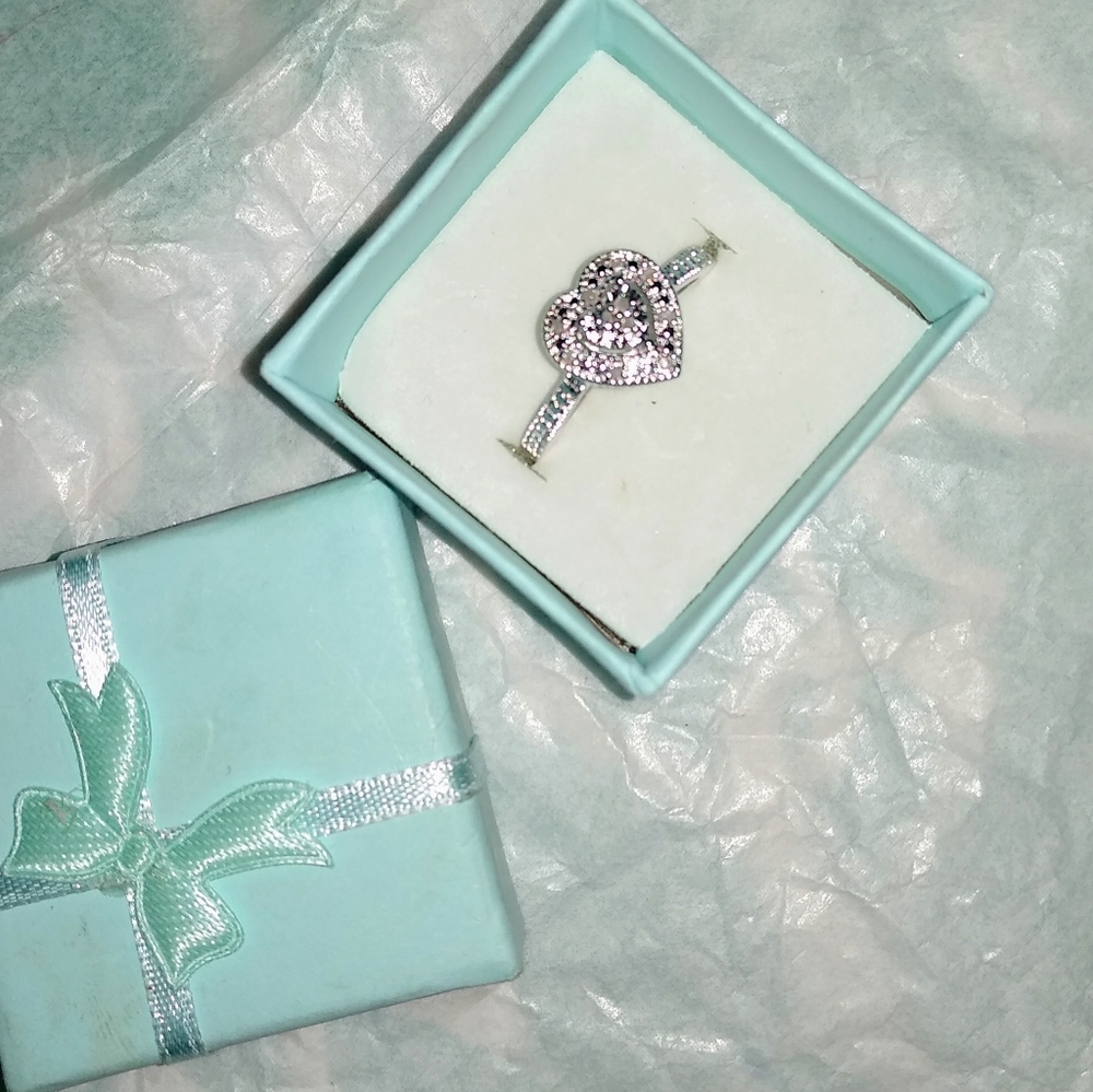 SJC Heart CZ Sterling Silver Ring Sz.7